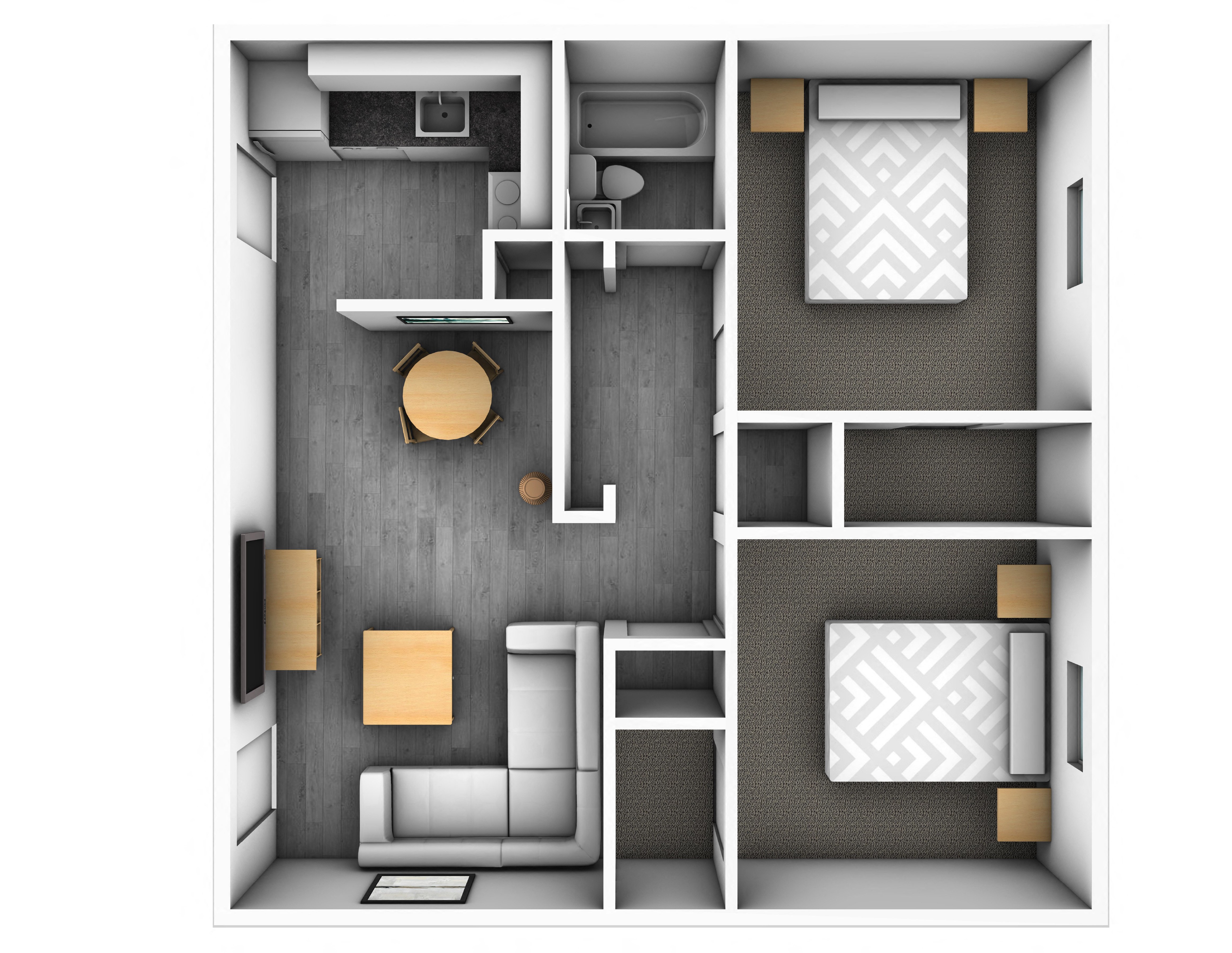 Floor plan layout diagram for The Caboose